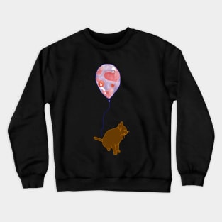 A kitty and his love heart balloon Crewneck Sweatshirt